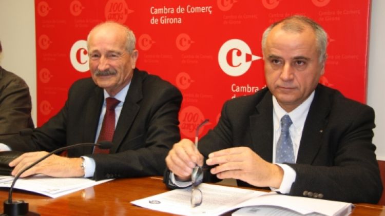 El president de la Cambra de Comerç de Girona, Domènec Espadalé, i el vicepresident Jaume Fàbrega © ACN