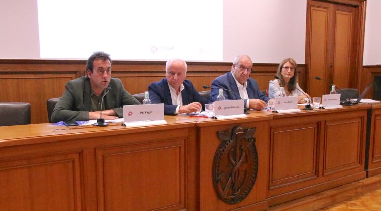Pol Fages, Jaume Fàbrega, Pere Ayach i Carme Poveda, aquest matí. ACN
