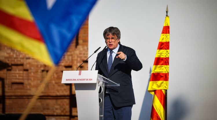L'expresident Carles Puigdemont en la seva reaparició a Catalunya. ACN