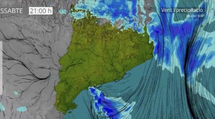 La previsió de pluja i vent per aquest vespre