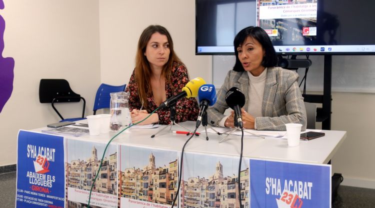 La sociòloga de la Fundació Cipriano García, Irene Galí, i la secretària general de CCOO a les comarques gironines, Belén López. ACN