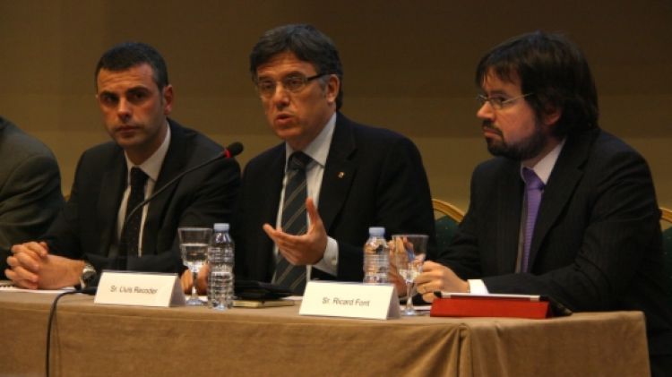 Santi Vila, Lluís Recoder i Ricard Font aquest matí a Figueres © ACN