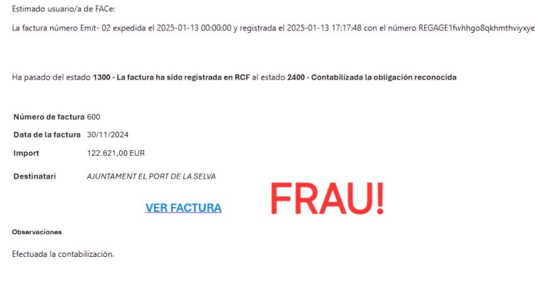 Captura de pantalla de l'estafa