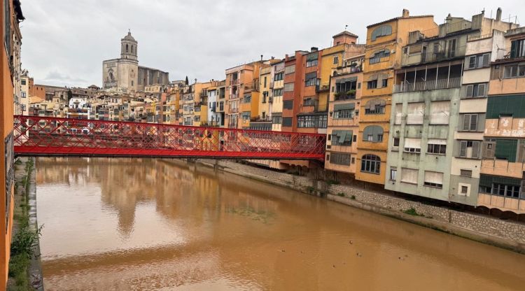 El riu Ter al seu pas per Girona el 9 de març. ACN