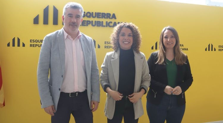 Jordi Viñas, Laia Cañigueral i Etna Estrems, avui a Girona. ACN