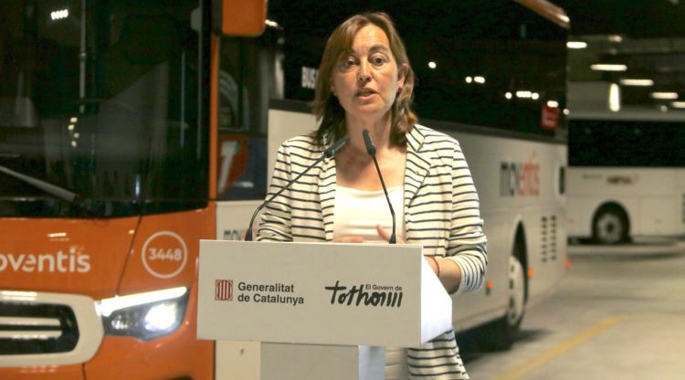 Sílvia Paneque, avui a l'estació d'autobusos de Girona. ACN