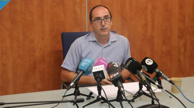 Lluís Puig, aquest matí durant l'anunci de la seva renúncia. ACN