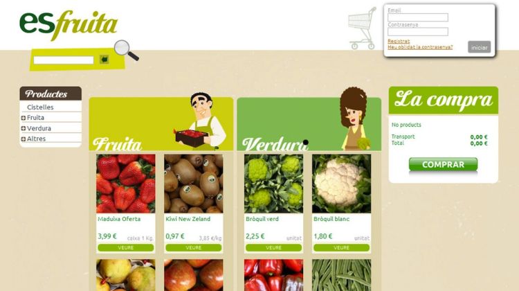Captura de pantalla de la nova botiga de fruita i verdura 'Esfruita.com' © ACN