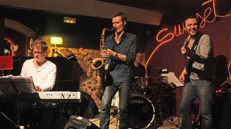 Gary Husband, Bob Reynolds, David Gómez i Janek Gwizdala, ahir al Sunset Jazz Club © M. Estarriola