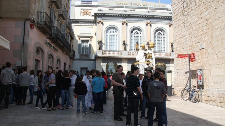 Estudiants concentrats a les portes del Teatre-Museu Dalí de Figueres © ACN