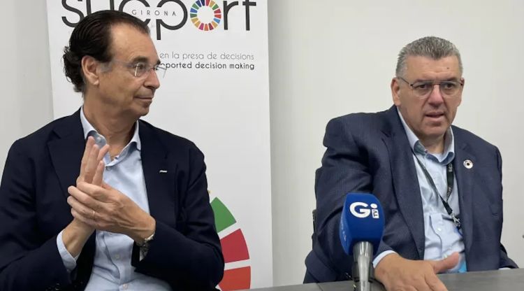 El president, Pere Cornellà, i director general, Josep Maria Solé, durant la roda de premsa