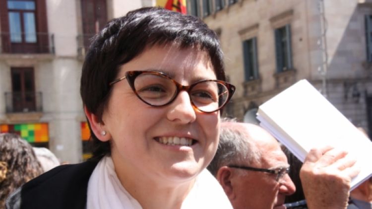 Eva Granados, durant la concentració contra les retallades a Barcelona aquest diumenge © ACN