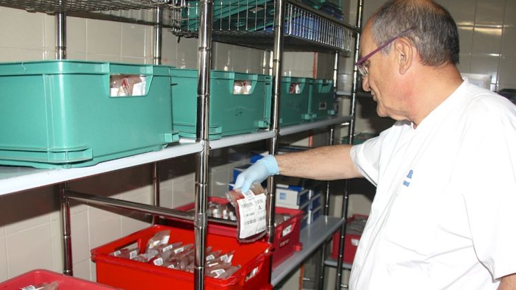Profitós a la nevera on hi ha l'estoc de bosses de sang, a l'Hospital Josep Trueta (arxiu)