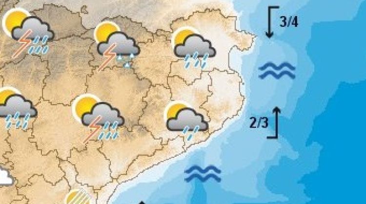 Mapa amb la predicció per aquesta tarda © AG