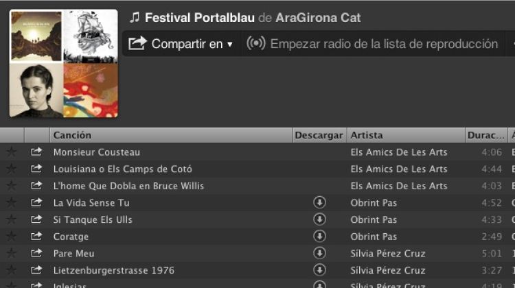 Captura de pantalla de la llista a Spotify © AG