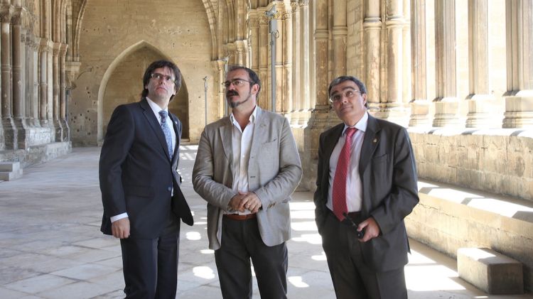 L'alcalde de Girona, Carles Puigdemont, i l'alcalde de Lleida, Àngel Ros, a la Seu Vella de Lleida © ACN