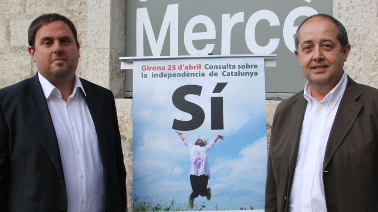 L'eurodiputat d'ERC, Oriol Junqueras i el secretari general adjunt de CiU, Felip Puig © ACN