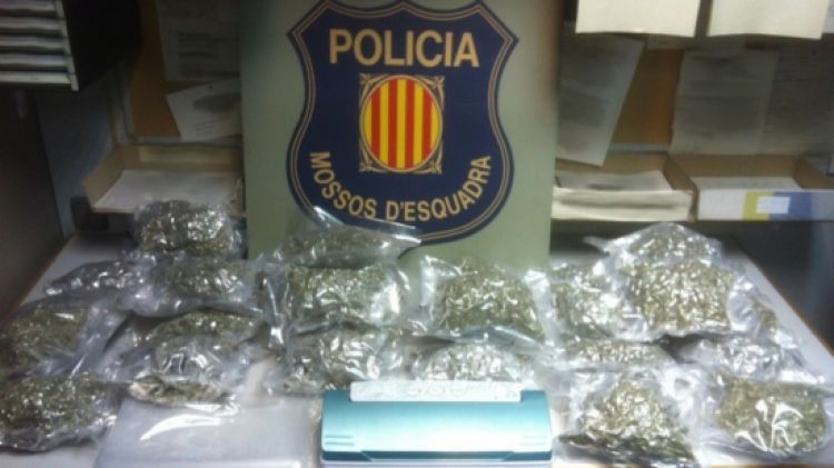 Els dos detinguts transportaven sis quilos de marihuana en bosses © ACN