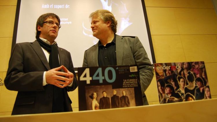 Carles Puigdemont i el director editorial del Grup Enderrock, Lluís Gendrau © Ajuntament de Girona