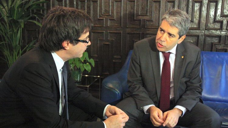 El conseller de la Presidència, Francesc Homs, amb l'alcalde de Girona, Carles Puigdemont © ACN