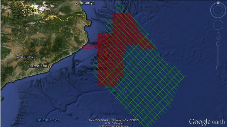 Gràfic on es pot veure l'àrea de la sol·licitud de prospecció d'hidrocarburs de l'empresa Capricorn Spain Limited