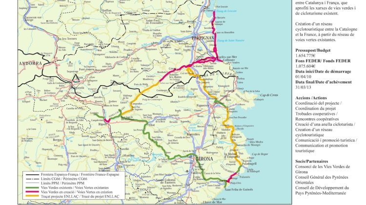 El mapa de la nova xarxa de vies verdes que unirà Girona amb Catalunya del Nord © ACN