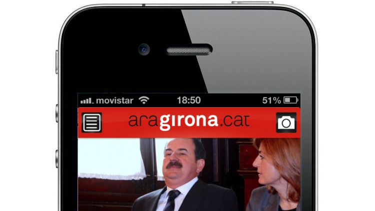 Un iPhone executant la nova aplicació d'AraGirona.cat
