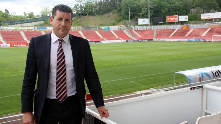 El president del club, Joaquim Boadas, fotografiat a l'estadi de Montilivi © ACN