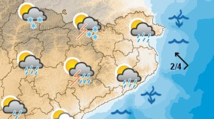 Mapa del temps previst per diumenge © meteocat.com