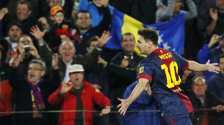 Leo Messi celebrant un gol al Camp Nou (arxiu)