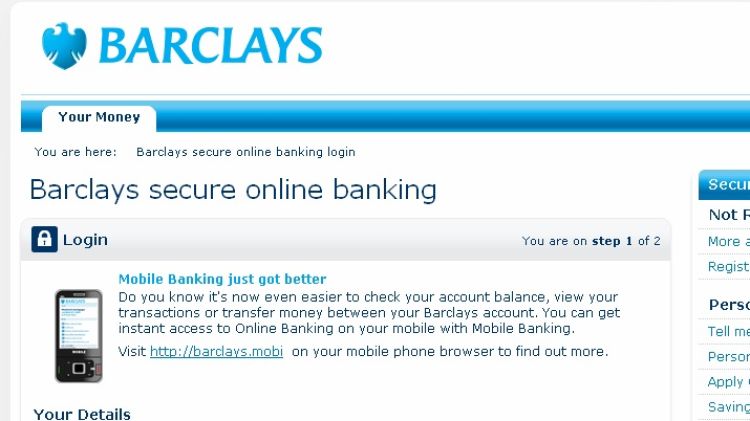 Captura del site fals de Barclays des d'on s'ha practicat phishing © BitDefender