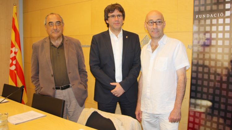 D'esquerra a dreta: Quim Nadal, Carles Puigdemont i Salvador Sunyer © ACN
