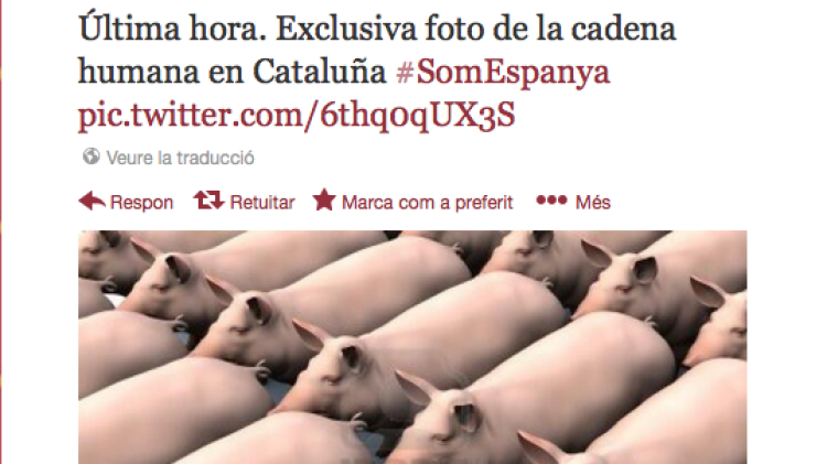 Una de les piulades trobades amb l'etiqueta #SomEspanya