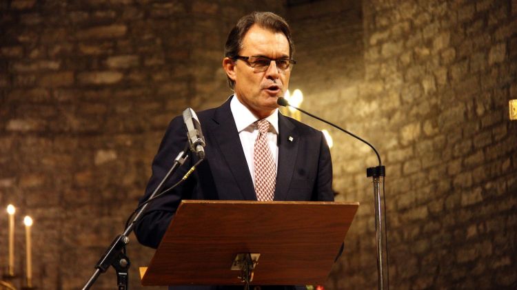 El president de la Generalitat, Artur Mas, durant el seu discurs al Monestir de Ripoll © ACN