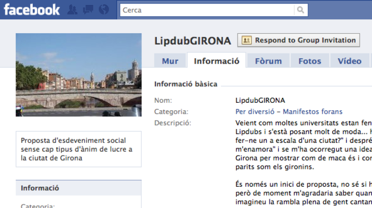 Grup a Facebook per organitzar el Lipdub © AG