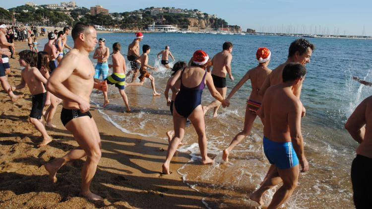 Els banyistes que han fet la primera capbussada aquest 2014 © ACN