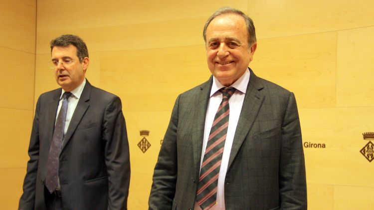 El president de la Diputació de Girona, Joan Giraut, i el vicepresident Miquel Noguer, aquest matí © ACN