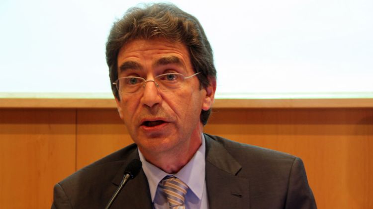El president de Caixa Girona, Manel Serra, durant l'assemblea ordinària d'aquest dilluns © ACN
