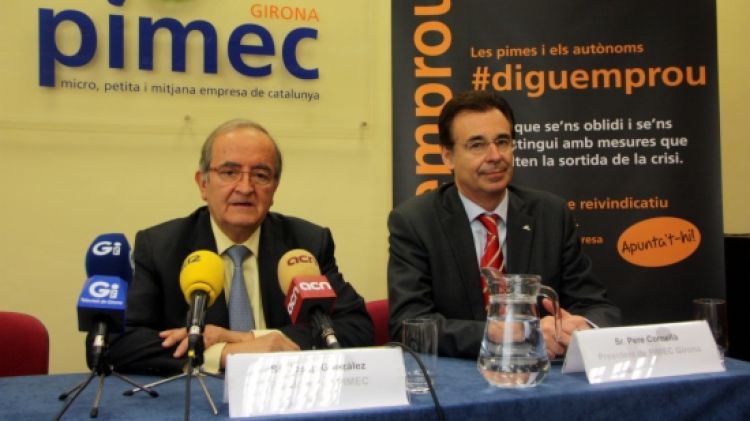 El president de Pimec, Josep González, i el president de Pimec Girona, Pere Cornellà © ACN