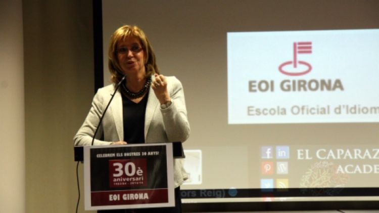 Irene Rigau, durant el seu parlament en l'acte de commemoració dels 30 anys de l'EOI de Girona © ACN