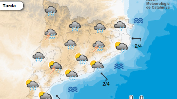 Mapa de previsió per demà a la tarda © Meteo.cat