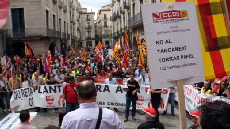 El tancament de Torraspapel ha centrat el Primer de Maig a Girona © ACN