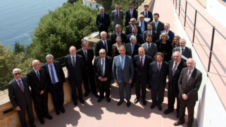 Els representants de les cambres catalanes, patronals i entitats empresarials, aquest matí © ACN