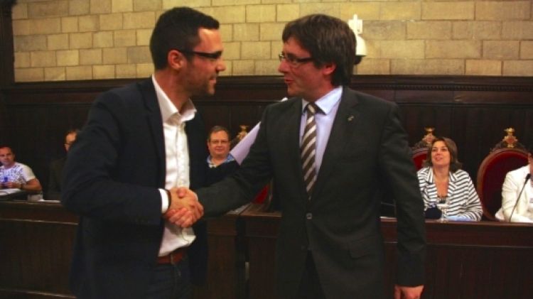 Roger Torrent i Carles Puigdemont avui al plenari © ACN