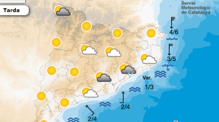 Mapa del temps previst per aquesta tarda