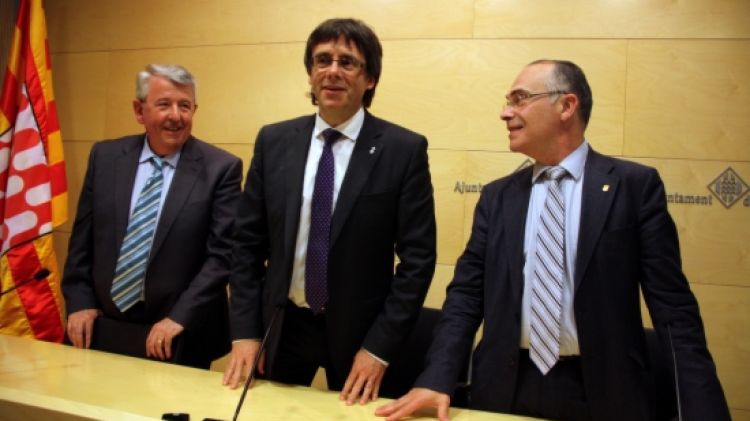 D'esquerra a dreta; Xavier Soy, Carles Puigdemont, Jaume Torramadé © ACN