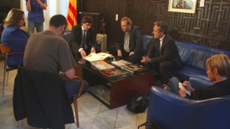 Un moment de la junta de portaveus extraordinària convocada per l'alcalde de Girona © ACN