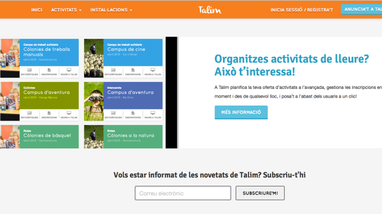 Captura de pantalla del web Talim