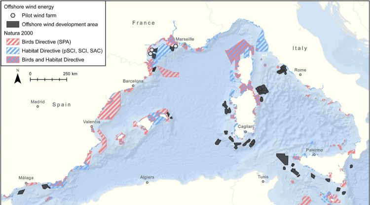 Nou zones per a l'eòlica marina se solapen o bé limiten amb àrees protegides