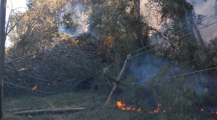 Sis dotacions treballen en un incendi forestal a Bàscara